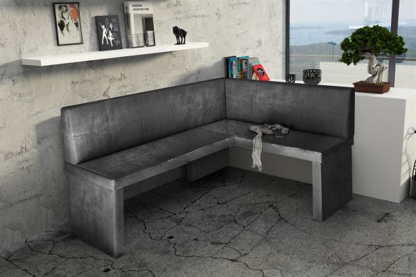 Eckbank Bank Küchenbank 168 x 128 cm -ROBIN L -Vintage Schwarz