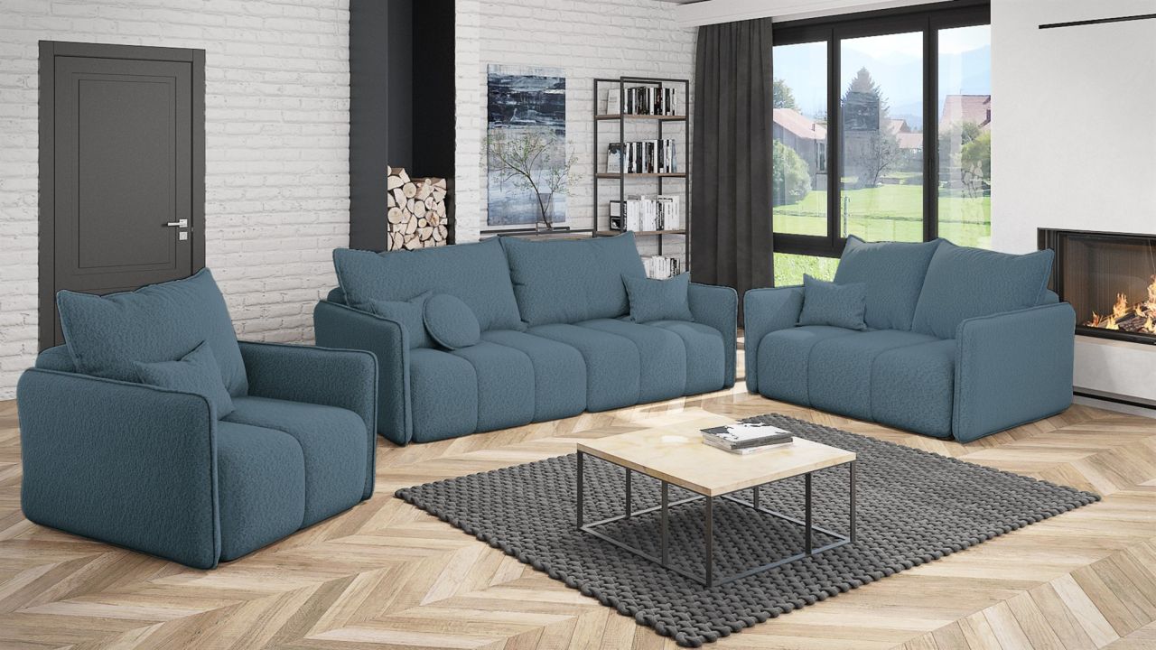 Sofaset ersofa MORGANO 3-2-1 Stoff Abriamo Blau