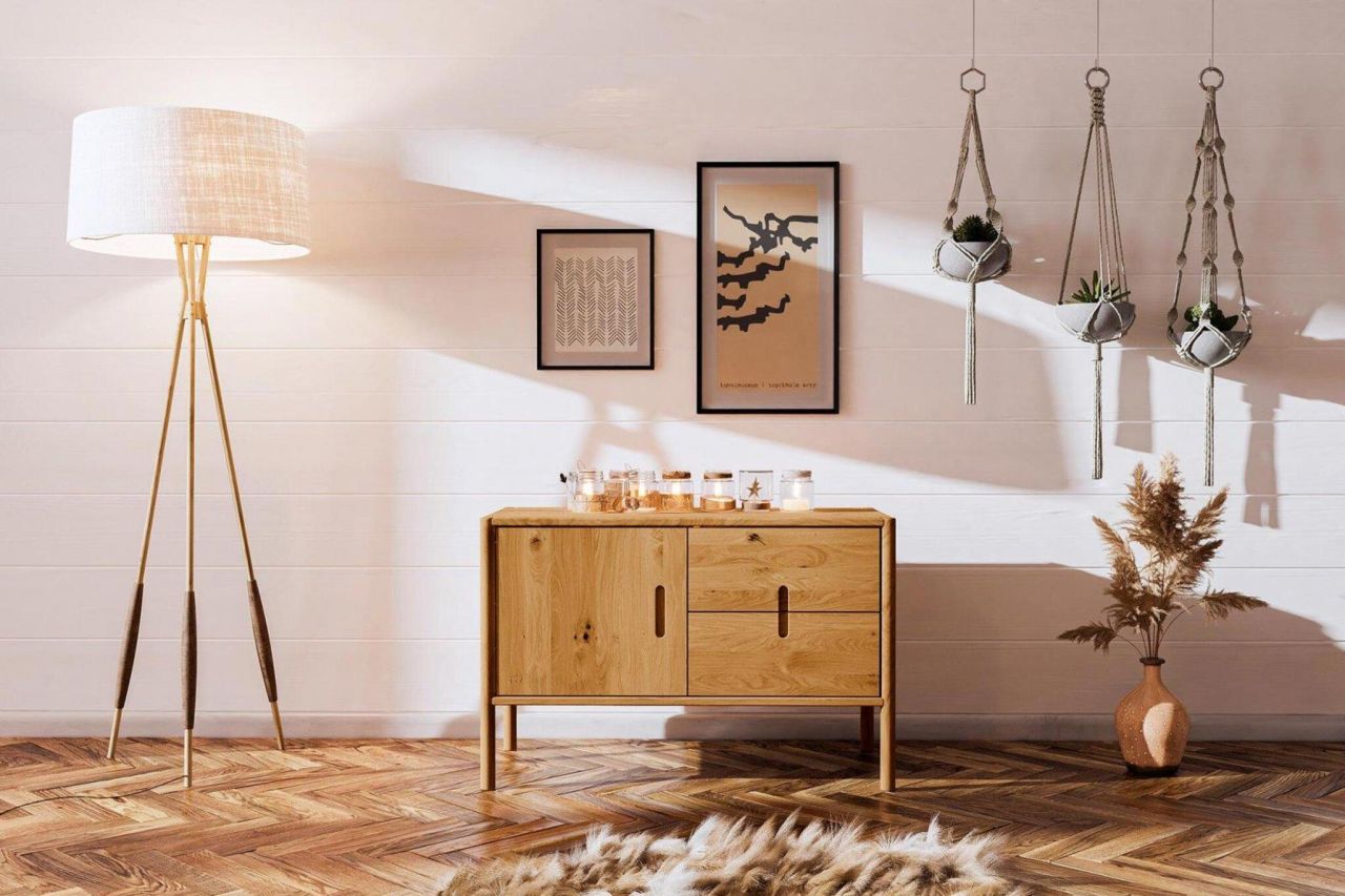 Kommode Schrank SAGA Eiche massiv 97x64x46 cm