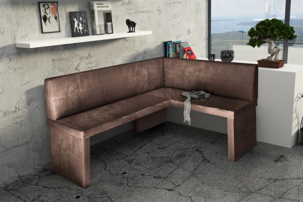 Eckbank Bank Küchenbank 168 x 128 cm -ROBIN L -Vintage Braun