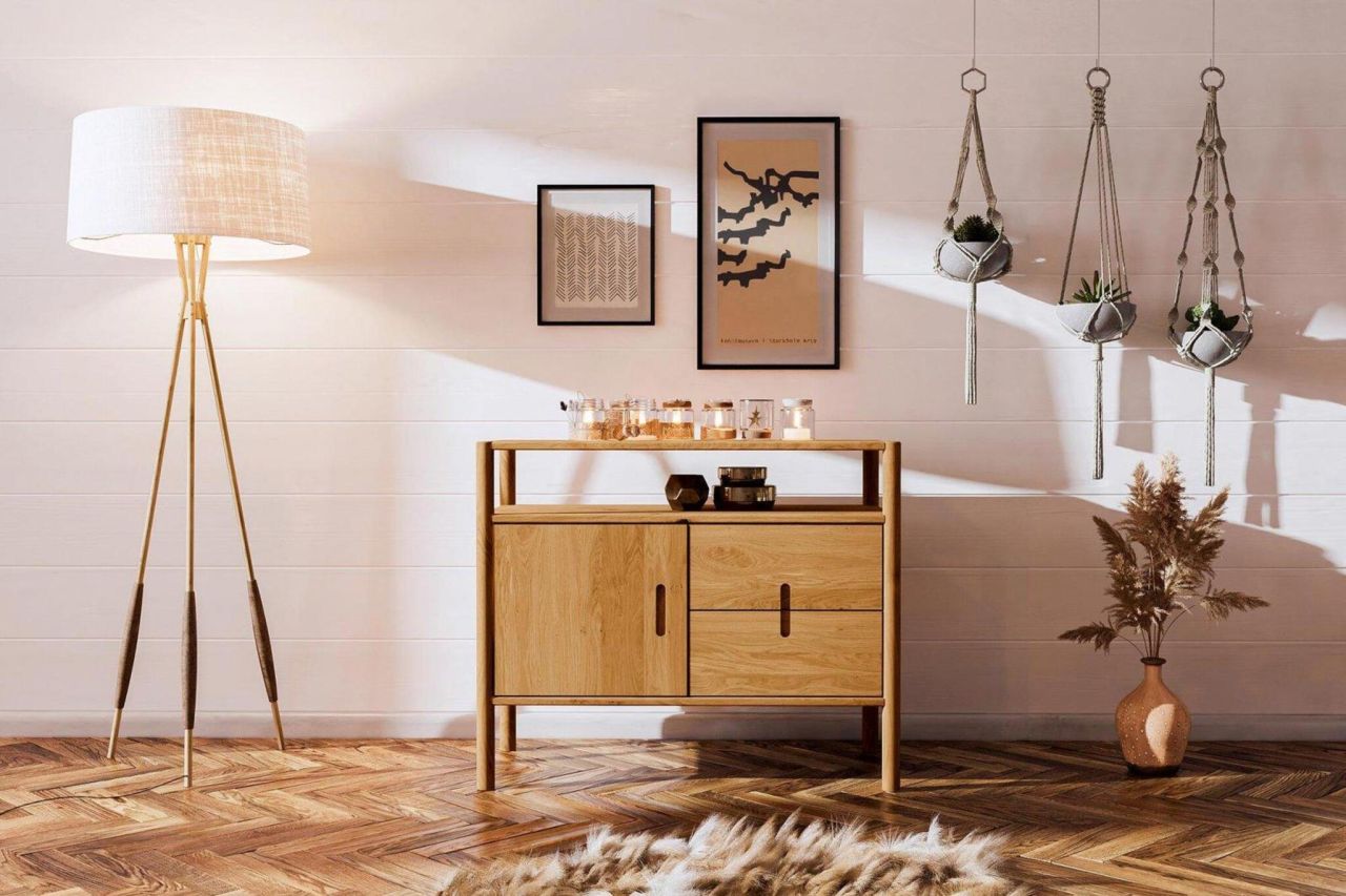 Kommode Schrank SAGA Eiche massiv 97x84x46 cm