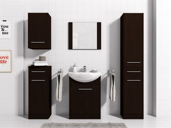 Badmöbel Set 6-Tlg Wenge matt SEVILLA L inkl.Waschtisch