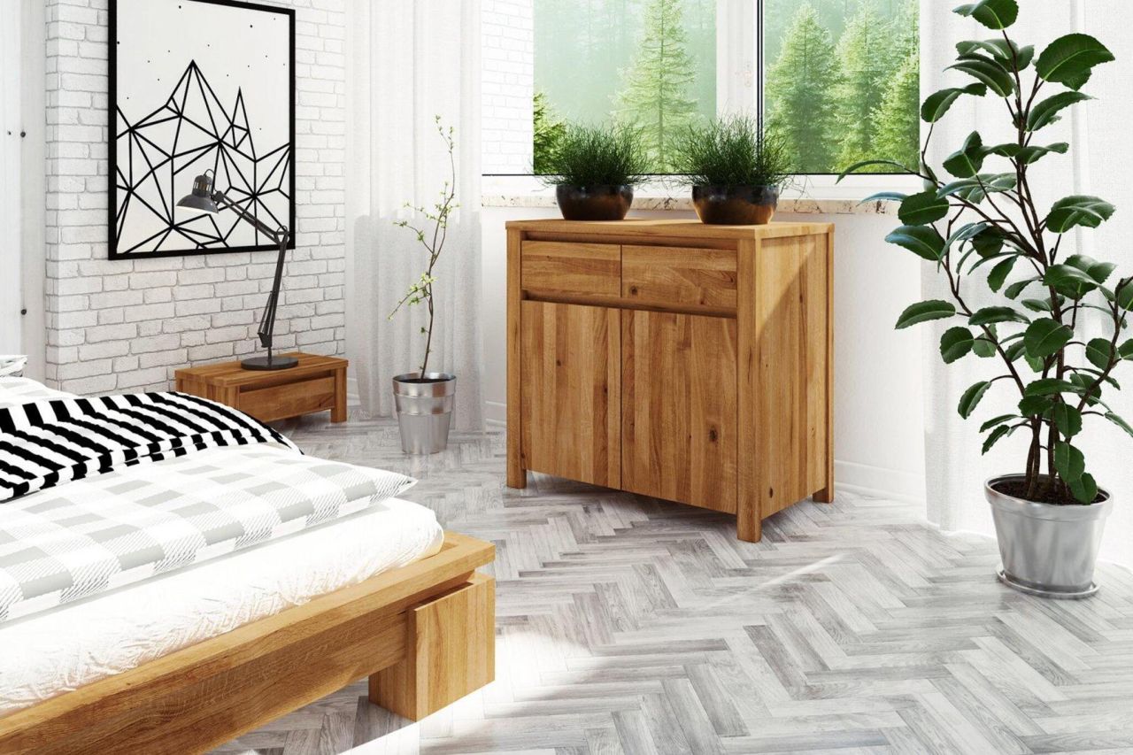 Kommode Schrank MAISON Eiche massiv 80x77x45 cm