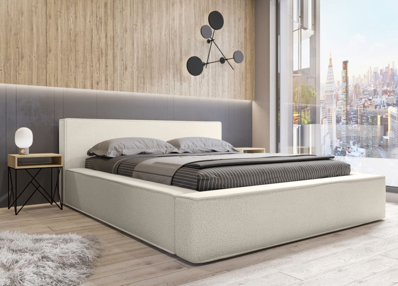 Polsterbett Doppelbett OMAHA 160x200cm in Stoff Now or Never Creme