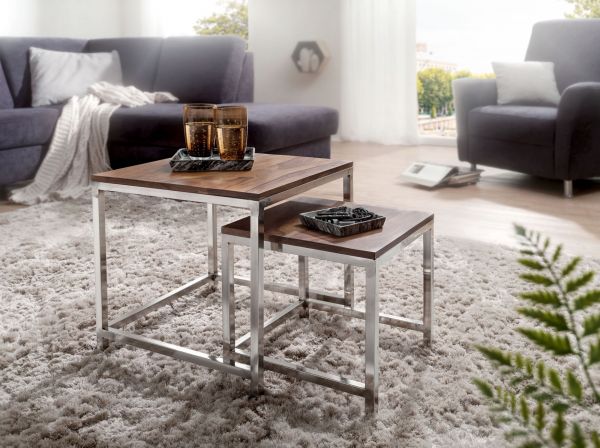 Couchtisch Beistelltisch Tisch 2er Set NUKA Sheesham Massivholz