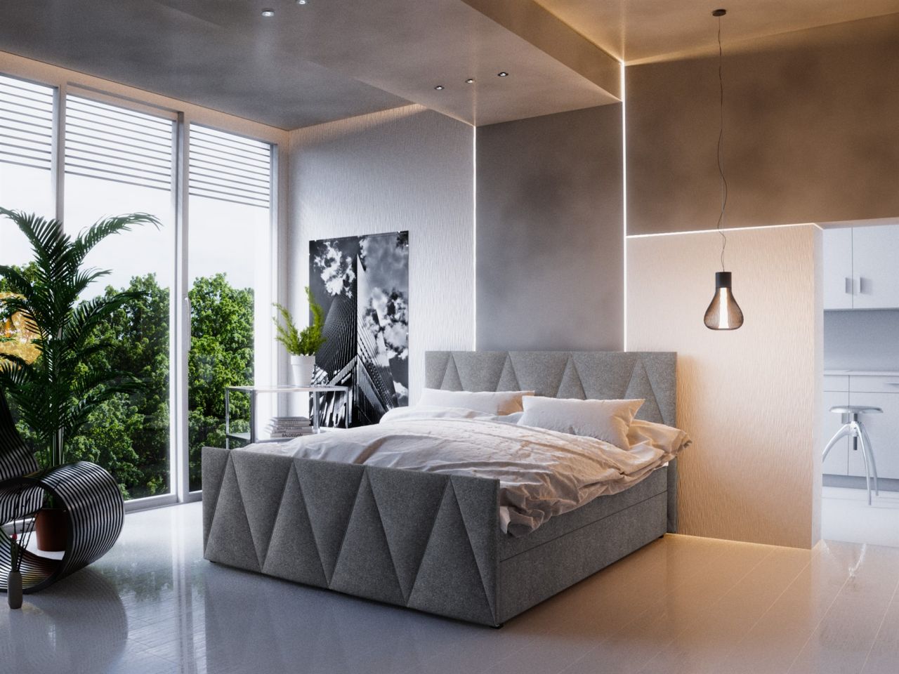 Boxspringbett Bett HUGO -Variante C- 160x200cm Grau inkl.Bettkasten