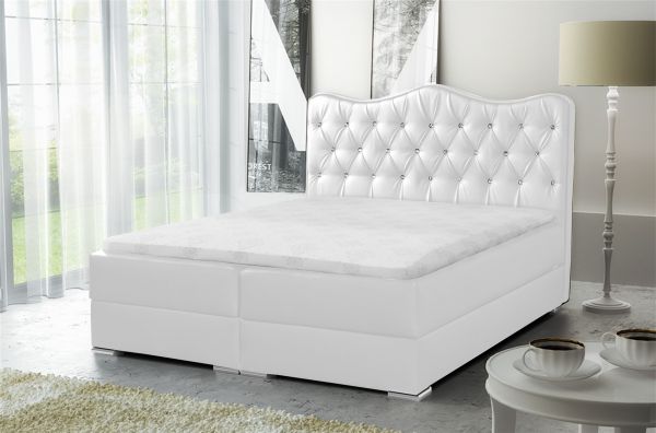 Boxspringbett Schlafzimmerbett SULTAN Kunstleder Weiss 180x200cm