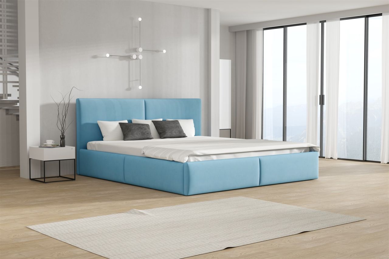 Polsterbett Doppelbett BERGEN 180x200cm Stoff Magic Velvet Sky