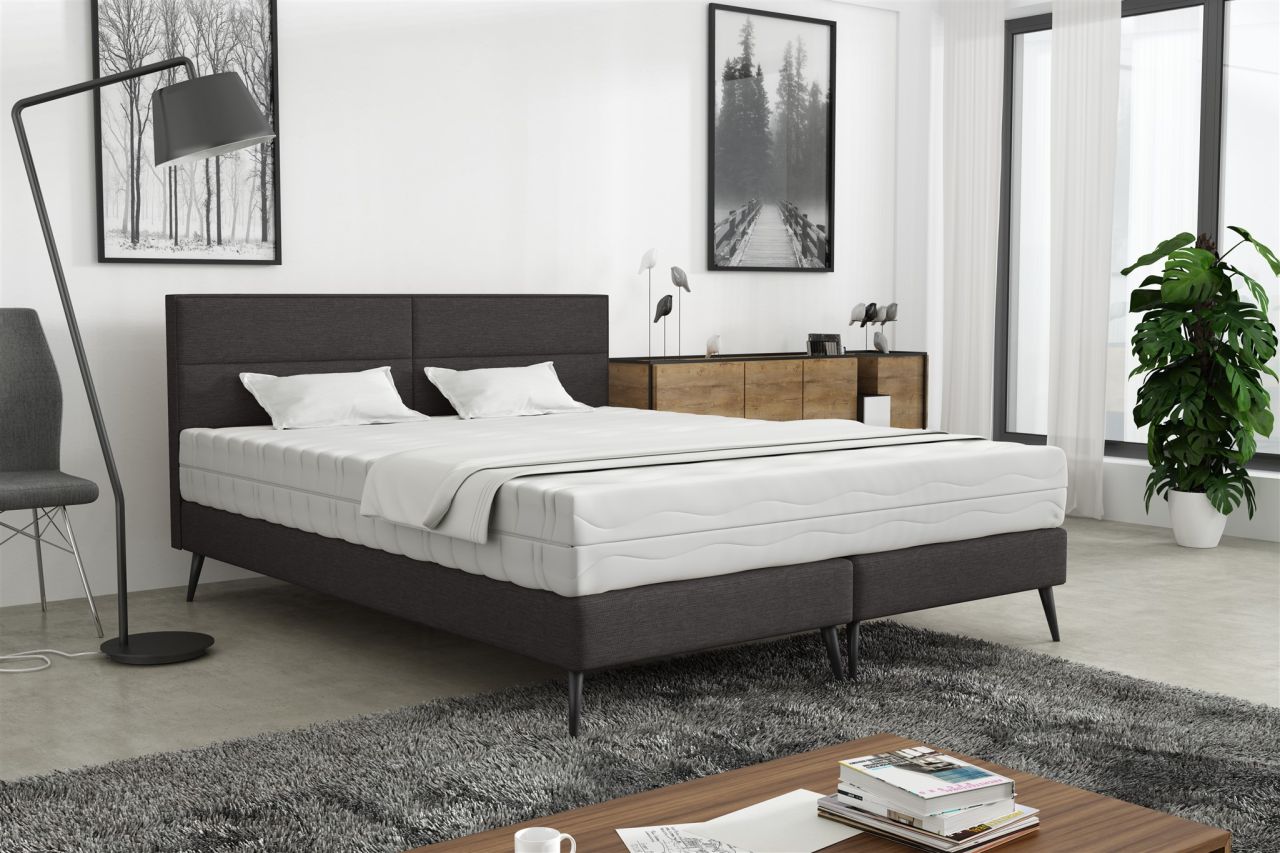 Polsterbett Doppelbett BERGAMO 180x200cm Komplettset Stoff Gemma Anthrazit