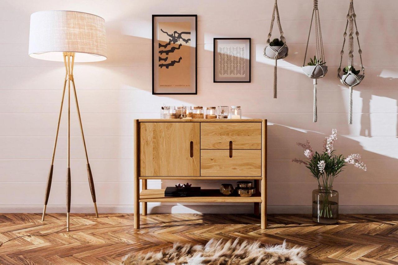 Kommode Schrank SAGA Eiche massiv 97x84x46 cm