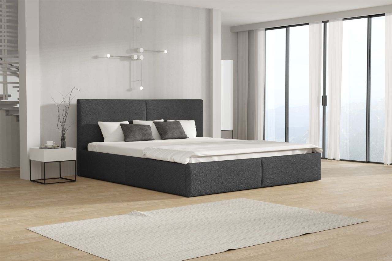 Polsterbett Doppelbett BERGEN 120x200cm Stoff Freya Grafit