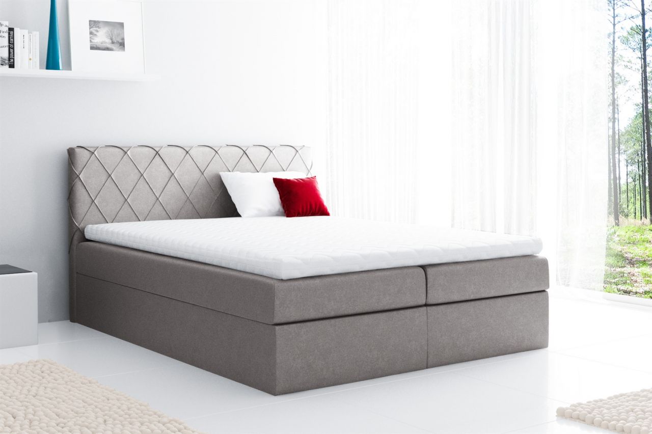 Boxspringbett Schlafzimmerbett GRETA 160x200cm Stoff Grau