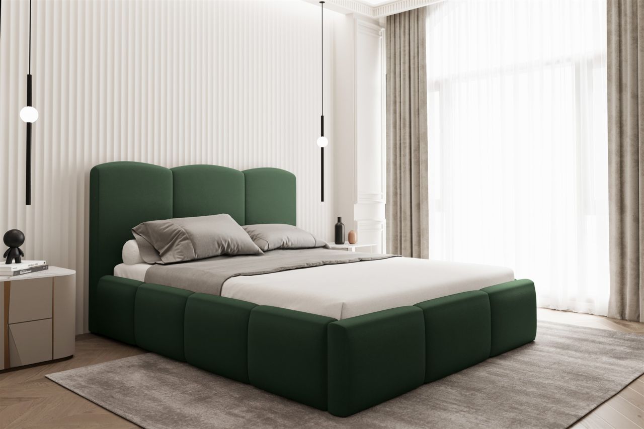 Polsterbett Doppelbett DUNIA in Stoff Opera Velvet Grün 120x200cm