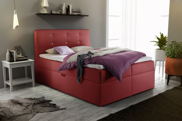 Boxspringbett Schlafzimmerbett MONZA Kunstleder Rot 180x200 cm