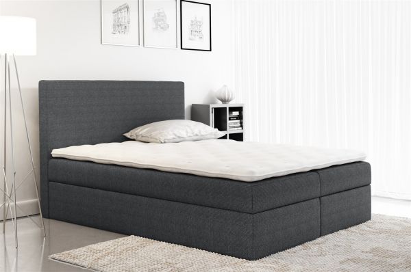 Boxspringbett Schlafzimmerbett KELIS Webstoff Grau 180x200cm