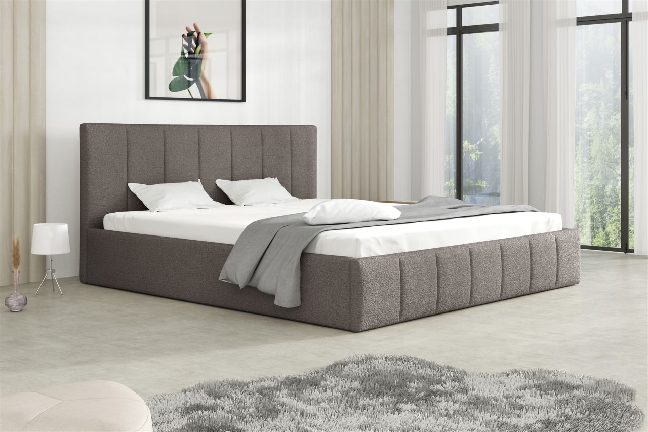 Polsterbett Doppelbett DETROIT 180x200cm Stoff Freya Grau