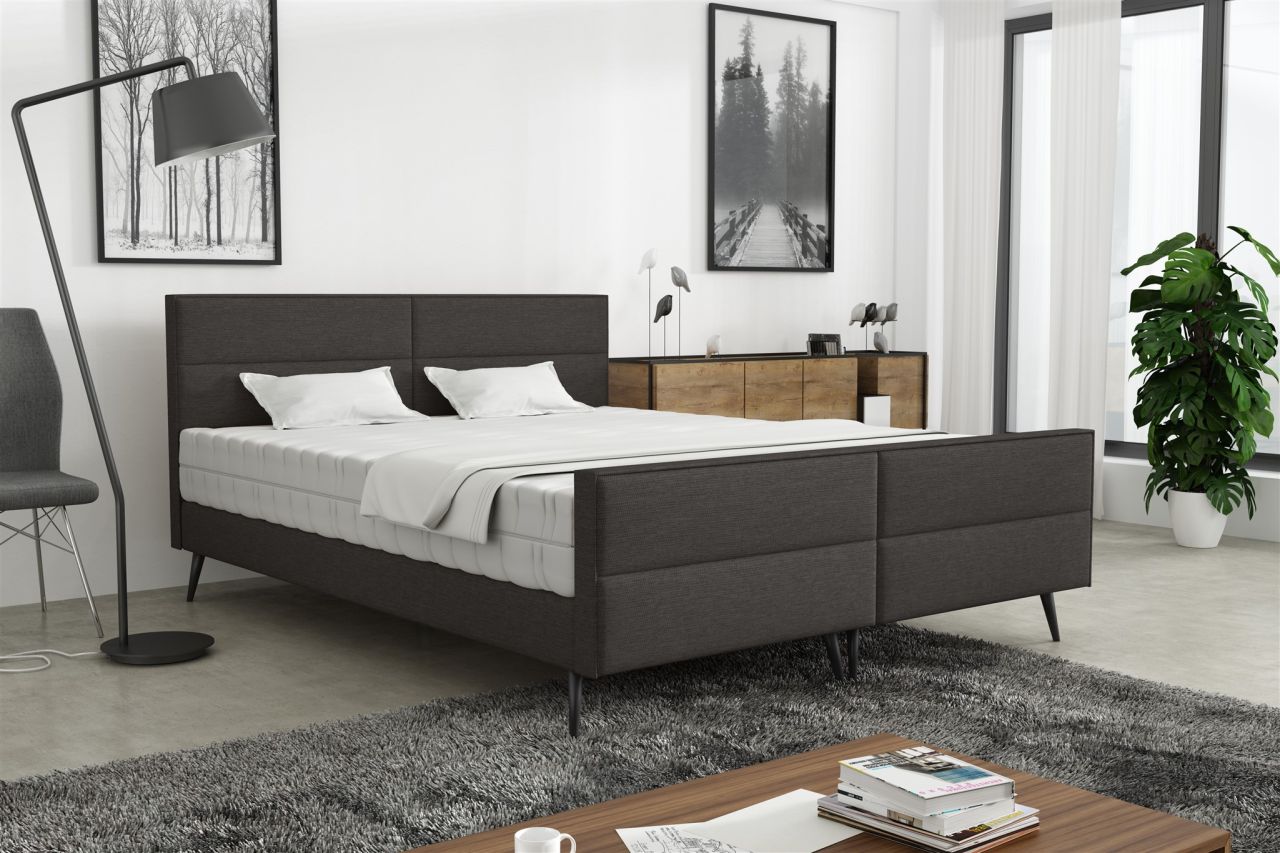 Polsterbett Doppelbett CREMONA 160x200cm Stoff Gemma Anthrazit ohne Matratze