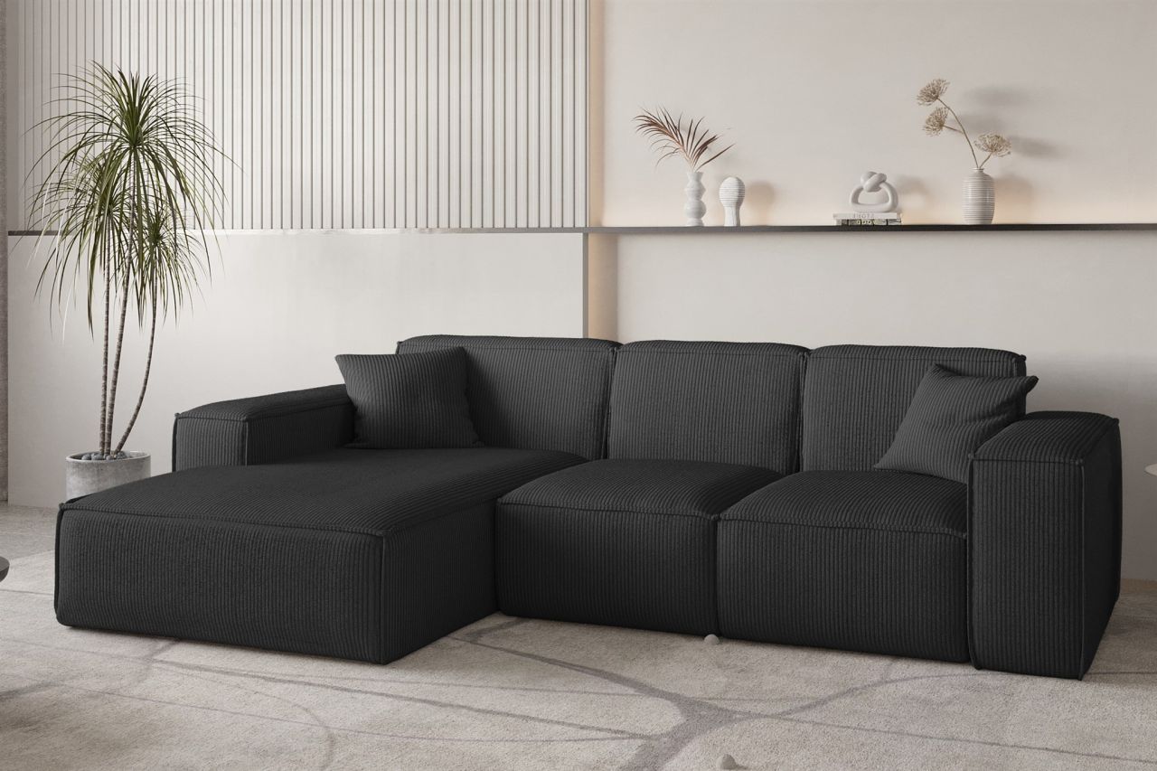 Ecksofa ersofa CELES PREMIUM in Stoff Scala Schwarz Ottomane Links