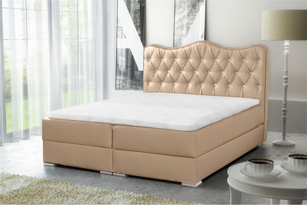 Boxspringbett Schlafzimmerbett SULTAN Kunstleder Creme 120x200cm