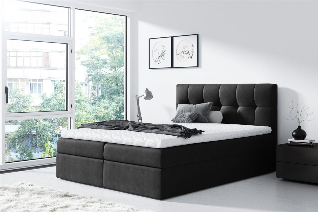 Boxspringbett Schlafzimmerbett CARMEN 160x200cm Schwarz