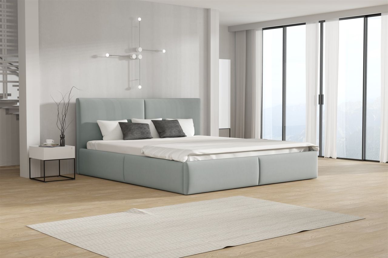 Polsterbett Doppelbett BERGEN 120x200cm Stoff Magic Velvet Hellgrau