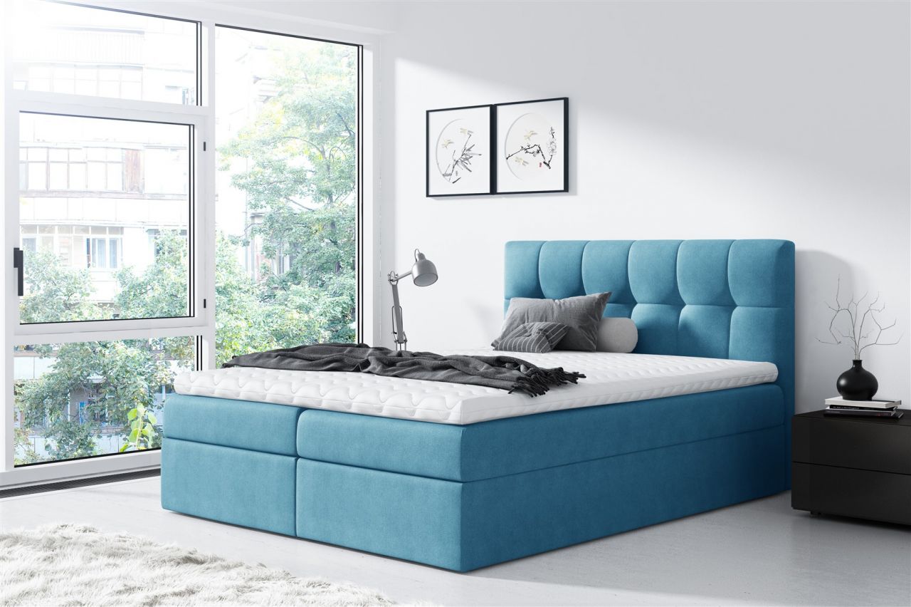 Boxspringbett Schlafzimmerbett CARMEN 160x200cm Hellblau