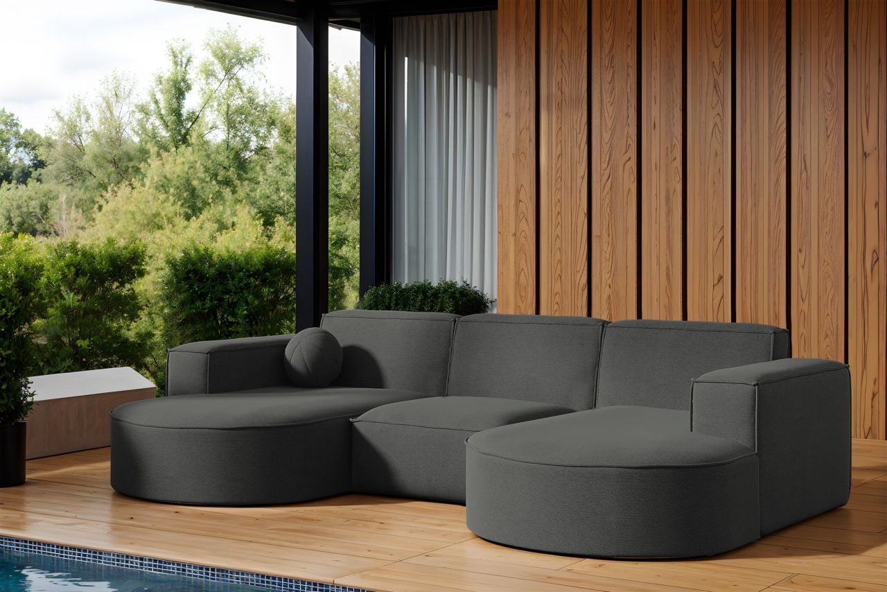 Garten Ecksofa U-Form SUNDAY in wetterfester Stoff ART-N Anthrazit