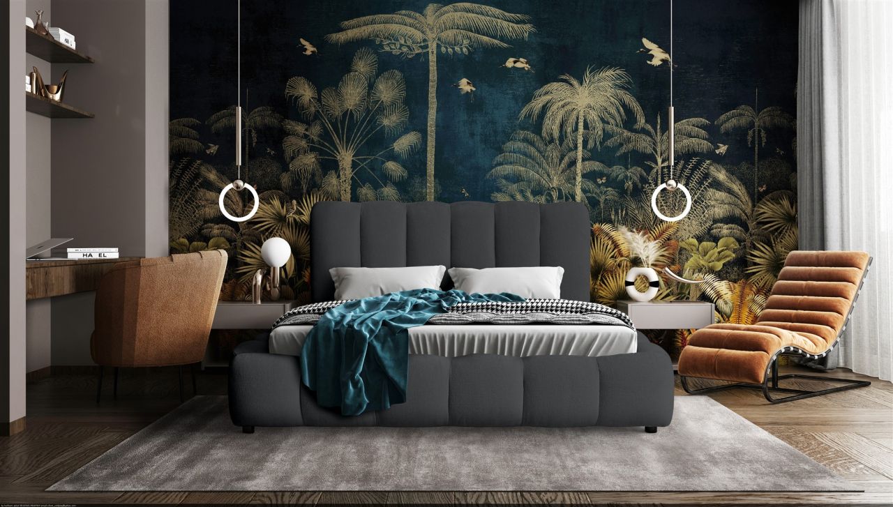 Polsterbett Doppelbett HEDA 140x200cm Komplettset in Stoff Perfect Harmony An...