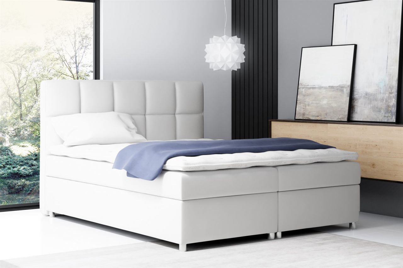 Boxspringbett Schlafzimmerbett CLOE 160x200cm Kunstleder Weiss