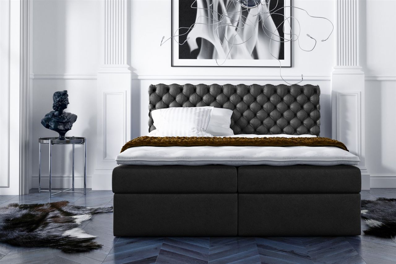 Boxspringbett Schlafzimmerbett PARINI 160x200cm Schwarz