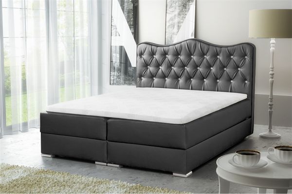 Boxspringbett Schlafzimmerbett SULTAN Kunstleder Anthrazit 220x200cm