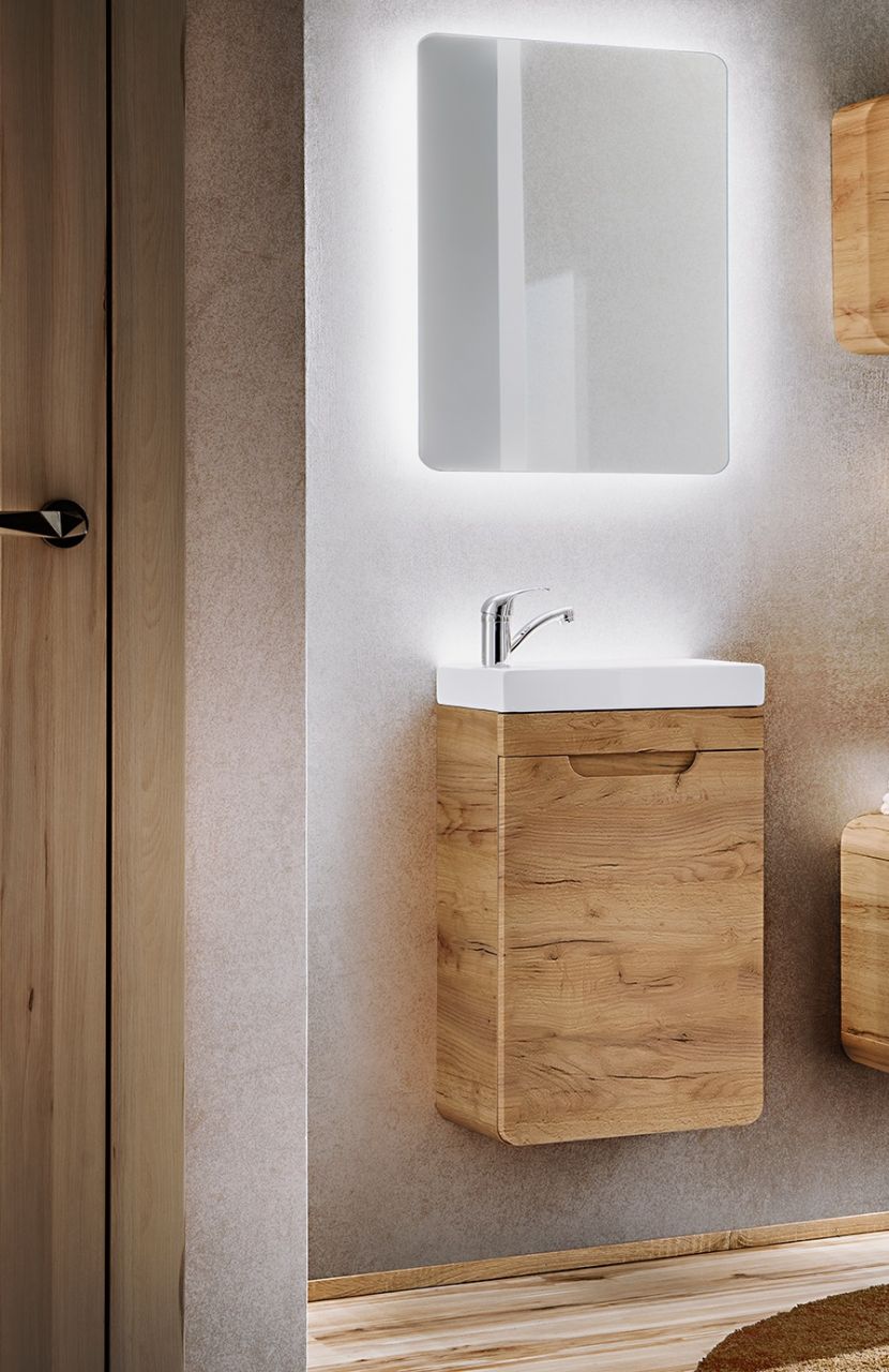 Badmöbel Set 2-tlg Badezimmerset FERMO Gold Eiche inkl.Waschtisch 40cm