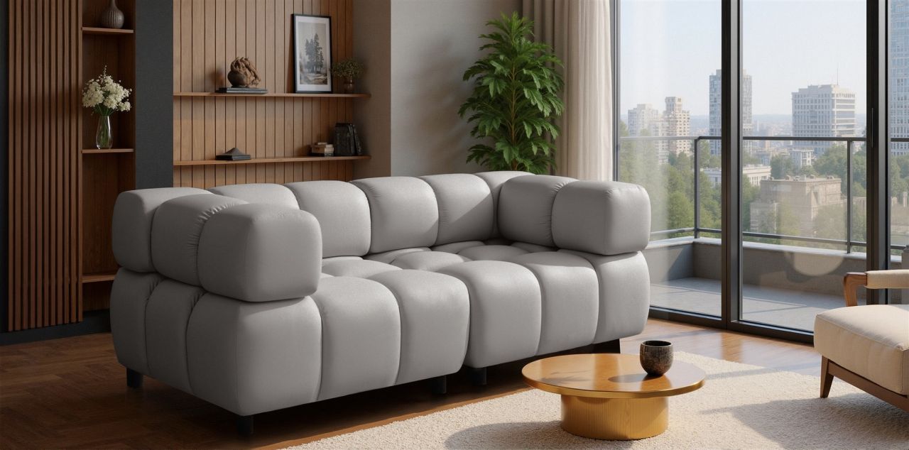 Sofa ersofa FLOW 2-Sitzer in Stoff Bluvel Silbergrau