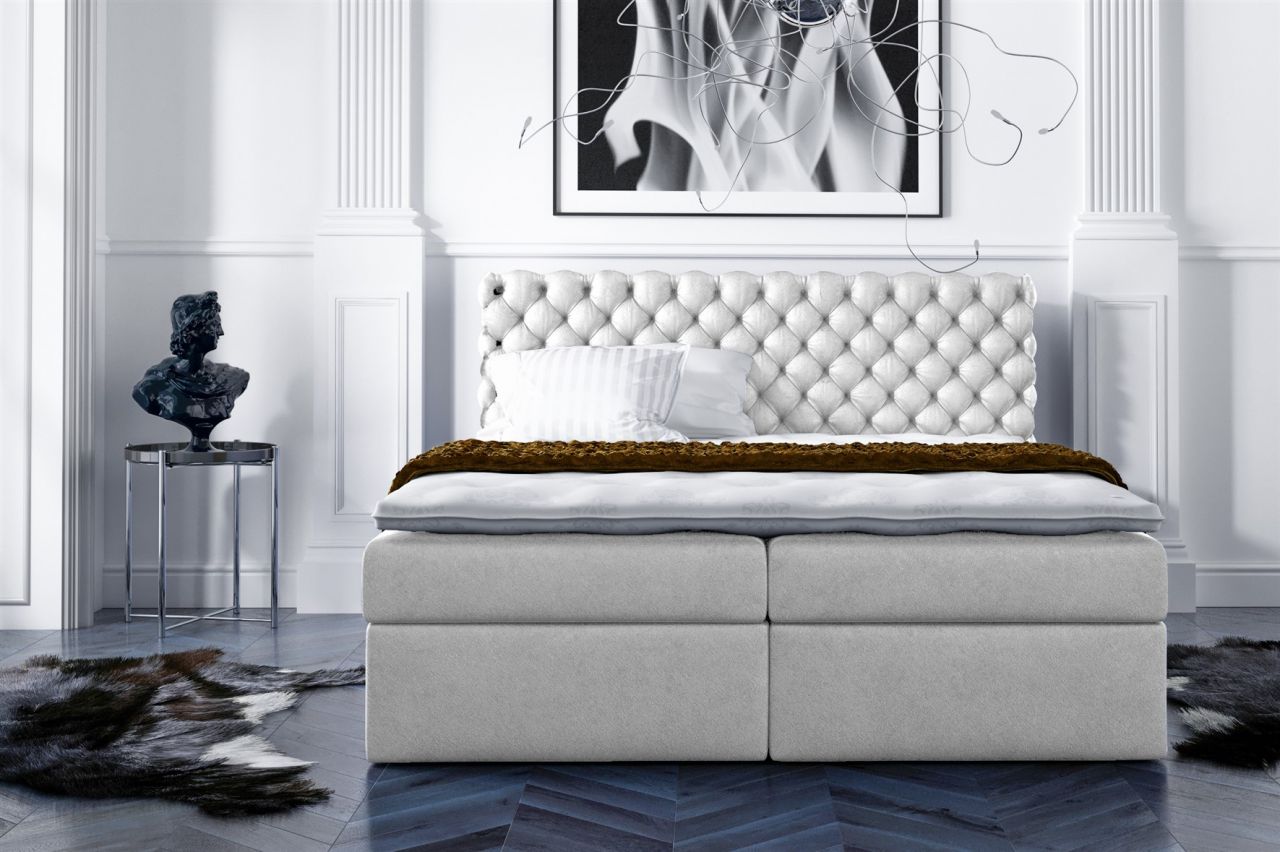 Boxspringbett Schlafzimmerbett PARINI 160x200cm Hellgrau