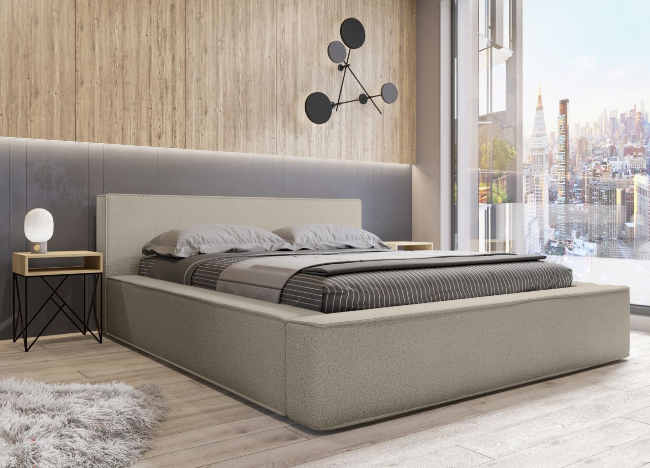 Polsterbett Doppelbett OMAHA 180x200cm in Stoff Now or Never Beige